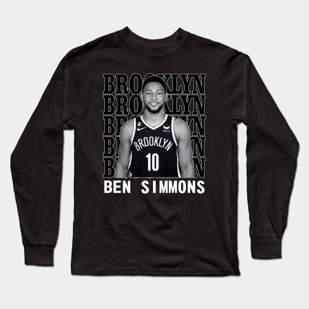 Brooklyn Nets Ben Simmons Long Sleeve T-Shirt by Thejockandnerd